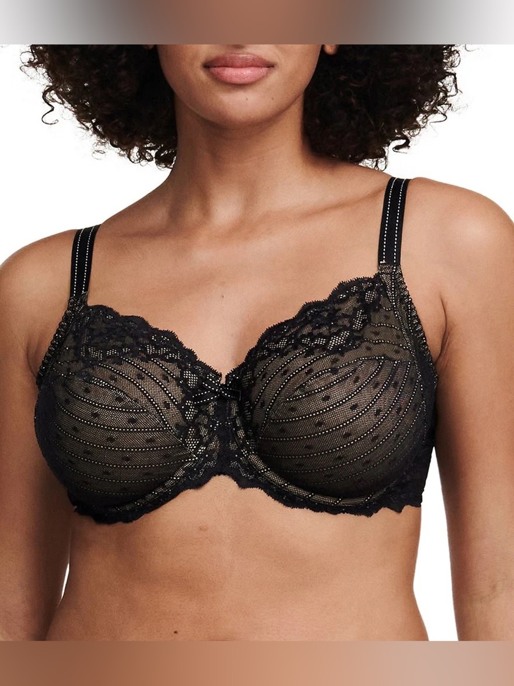 Chantelle Rive Gauche C32810 Black Lace Full Coverage Underwire Bra 34H Plus